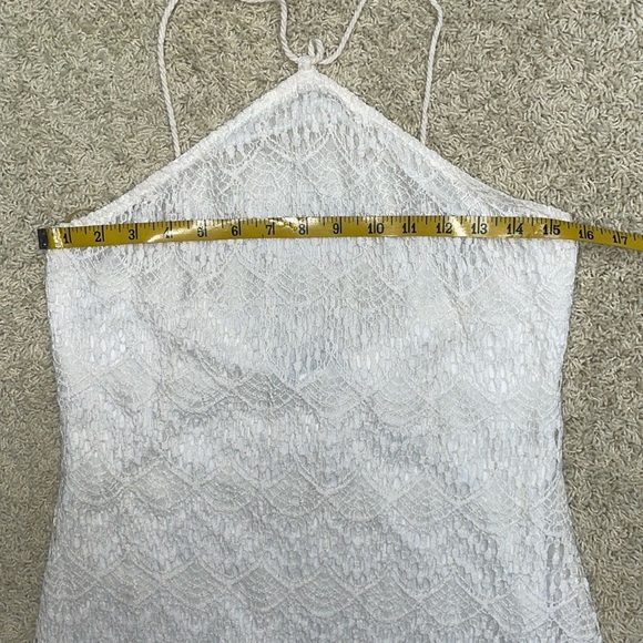 West 36th White Cotton Lace Halter Mini Dress Crisscross Tie Back Size Medium - Picture 4 of 7